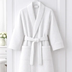 Bath Robe Waffle White